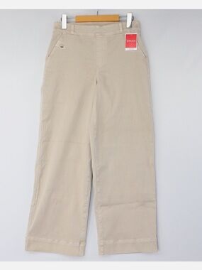 SPANX Spanx Womens Pants Stretch Twill Cropped Wide Leg Beige Bone Size NWT